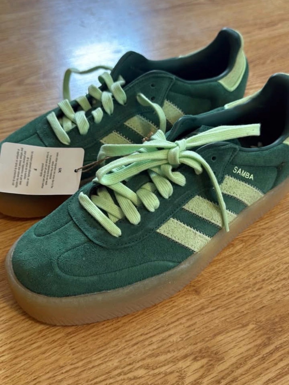 adidas Samba Suede Sneakers - Dark Green with Light Green Stripes